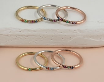 Family Birthstone Rings For Mothers, 14K Gold Dainty Birthstone Ring, Stackable Birthstone Rings, Personalized Gifts, Gifts For Mother's Day