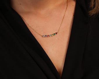 Familie Geburtsstein Halskette: Personalisierte Sterling Silber, Geschenke für Mama