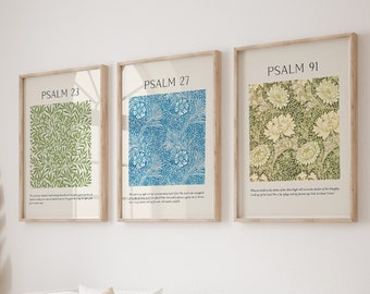 Vintage Psalm 23 Floral Print Set: Christian Home Decor (Digital Download)
