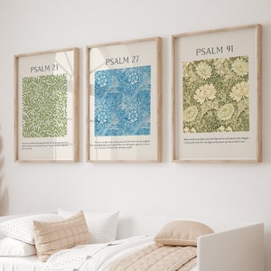 Vintage Psalm 23 Floral Print Set: Christian Home Decor (Digital Download)