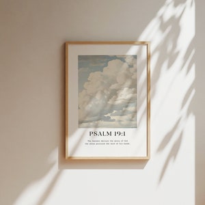Psalm 19:1 The heavens declare the glory of God PRINTABLE, Vintage Clouds Art, Bible verse prints, Modern Christian Home Decor