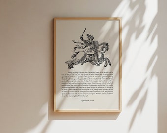 Armor of God Vintage Sketch Print: Christian Bible Verse Art (Digital Download)