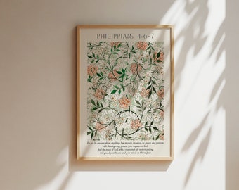 Philippians 4:6-7 Vintage Floral Christian Poster (Digital Download)
