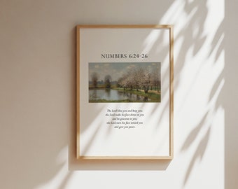 Numbers 6:24-26 Vintage Floral Christian Wall Art (Digital Download)