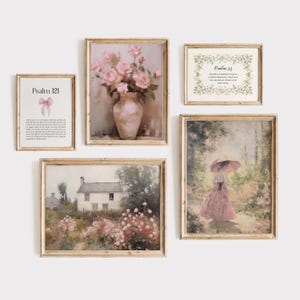 Pink Christian Vintage Gallery Wall Art Collage (Digital Download)