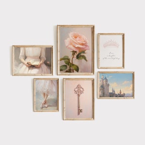 Vintage Christian Nursery Gallery wall set of 6, Christian girls room decor, Vintage Religious girly wall decor, aesthetic coquette wall art
