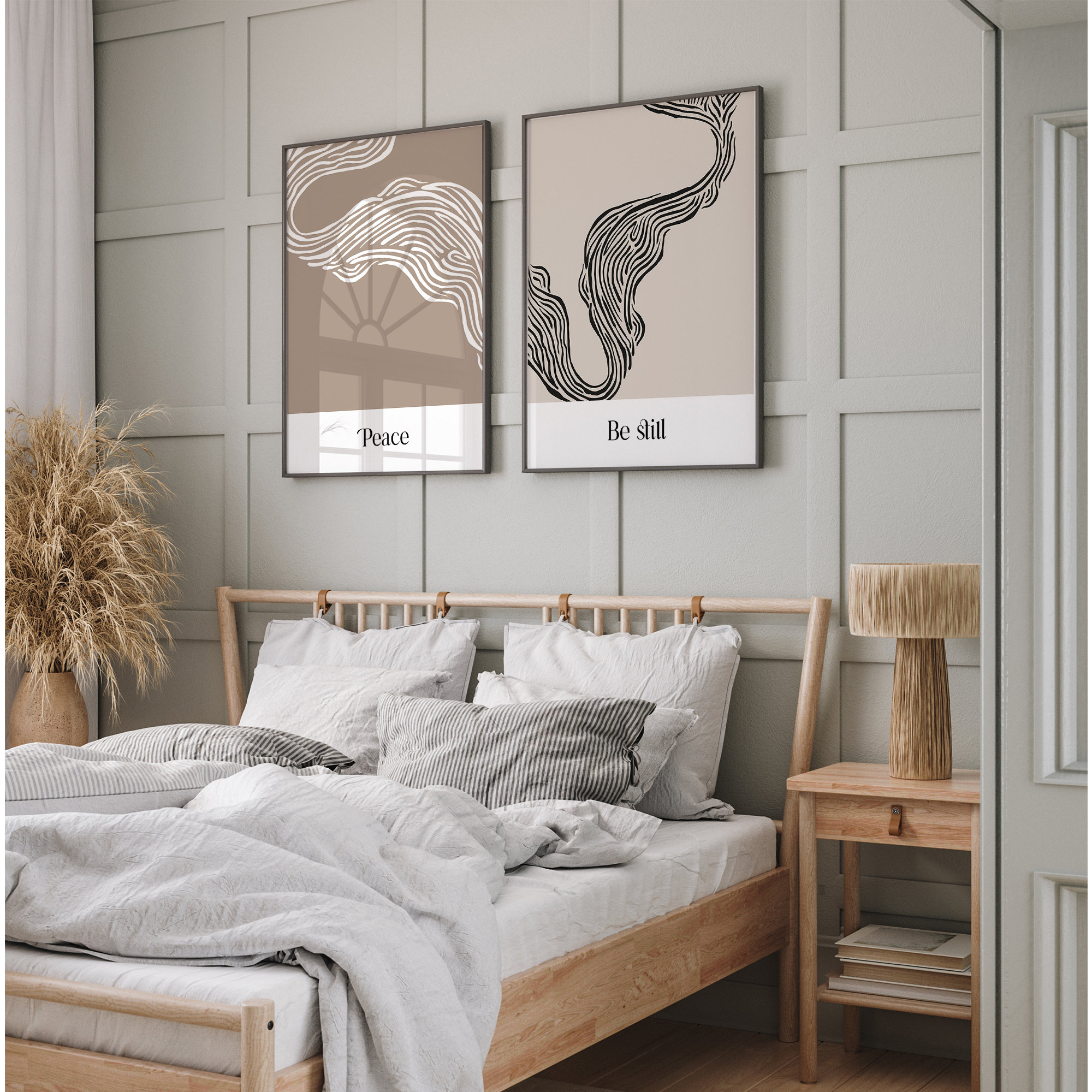 Peace Be Still Digital Abstract Bible Verse Set of 2 Prints, Modern