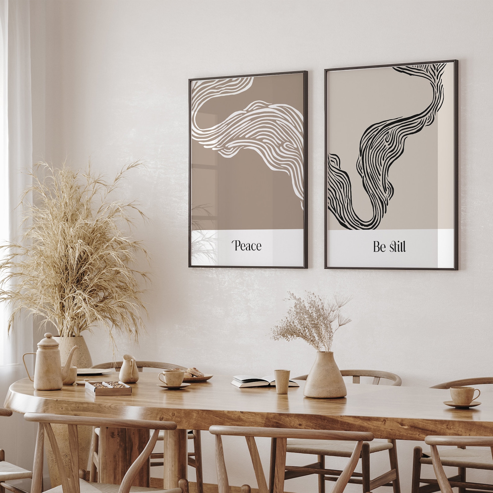 Peace Be Still Digital Abstract Bible Verse Set of 2 Prints, Modern