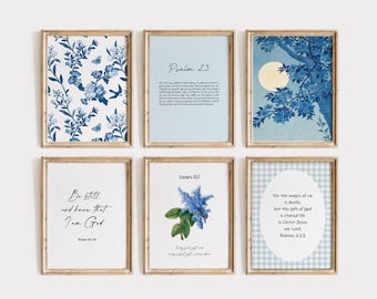 Blue Bible Verse Wall Art: Christian Home Decor (Digital Download)