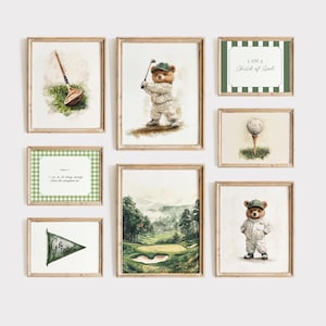 Vintage Golf Teddy Bear Nursery Wall Art: Bible Verse Print (Digital Download)