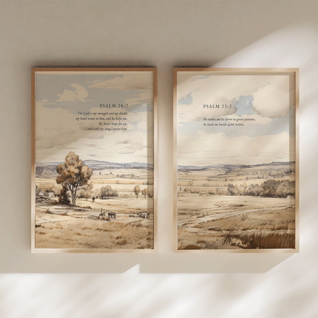 Psalms Collection Bible Verse Wall Art Set of 2, Psalm23, Psalm 28 ...