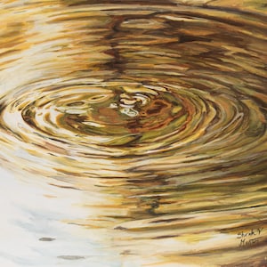 Impresión de arte original de la pintura "Autumn Ripples". El agua ondula el arte del primer plano.