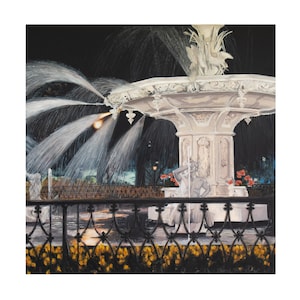 Original Art Print &quot;Glisten&quot;(small size), of Painting of Fountain at Forsyth Park, Savannah Georgia