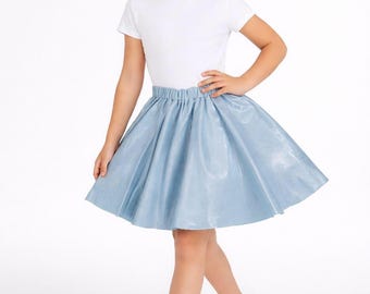 Girls Baby Blue Skater Skirt for Kids