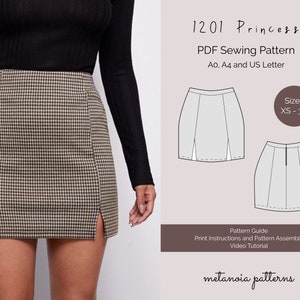 1201 Princess, Split Hem Skirt Pattern, Princess Line Skirt Pattern ...