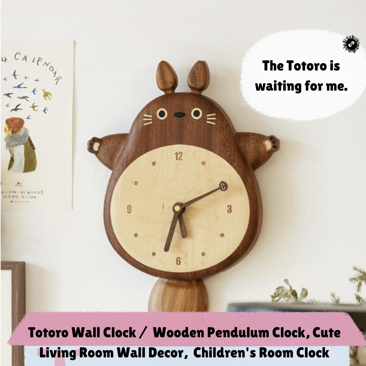 Handmade Totoro Wooden Wall Clock