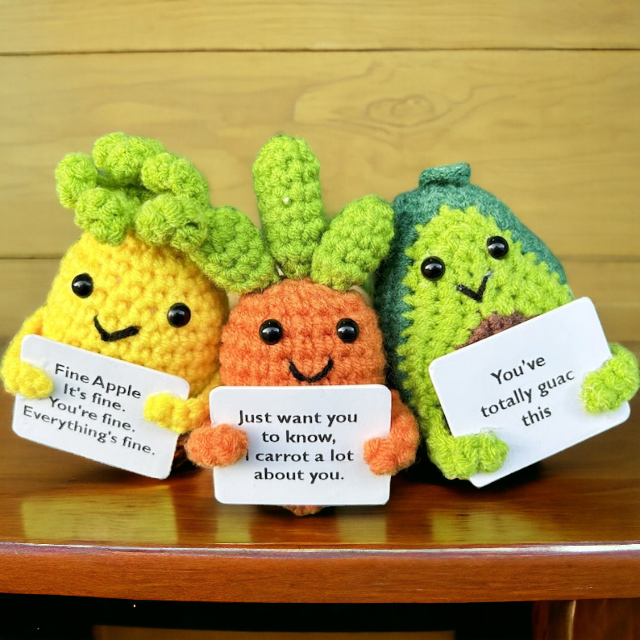 Positive Potato Emotional Support Pickle Handmade Crochet Positive  Affirmation Positiveness Mini Collectibles Home Decor Cheer up Gifts 