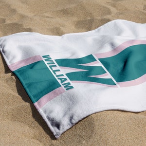 Striped Custom Beach Towel, Personalized Monogram Towel, Bachelorette Party Towels, Bridesmaid Towels, Family Vacation Gift, Bath Pool Towel