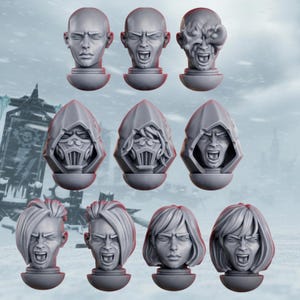 10er-Packung Wargame Unholy Space Coven Base Heads Set - 32 mm