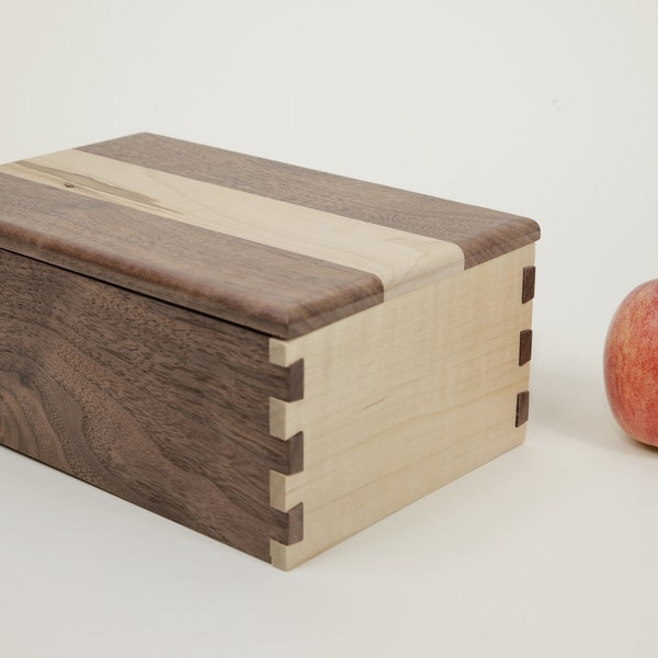 Handcrafted Keepsake Box - Jewelry / Memory / Wedding - Wood Maple Walnut