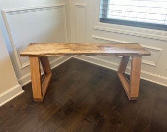 Live-Edge, Maple & Cherry Trapeziod Bench