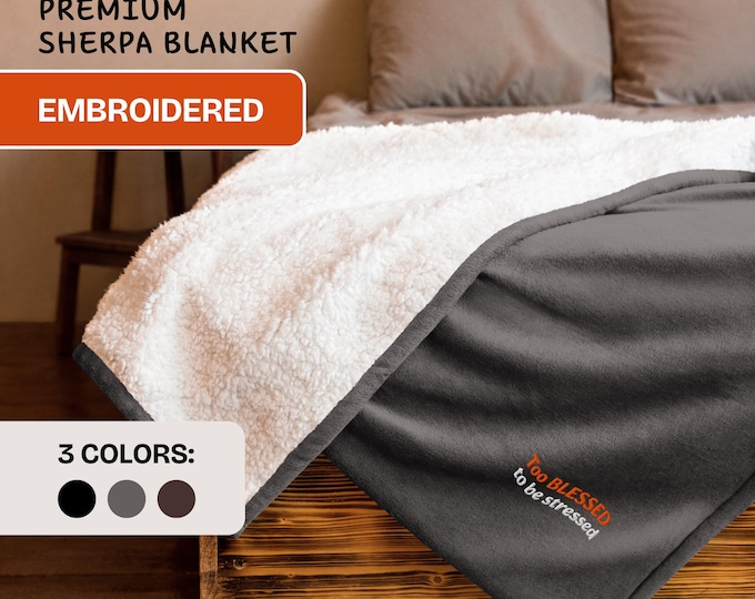 Featured listing image: Embroidered Sherpa Blessed Blanket