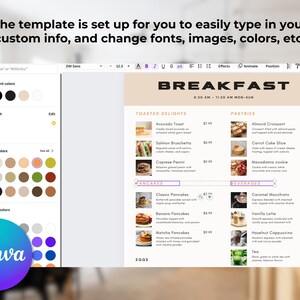 simple modern menu canva template design