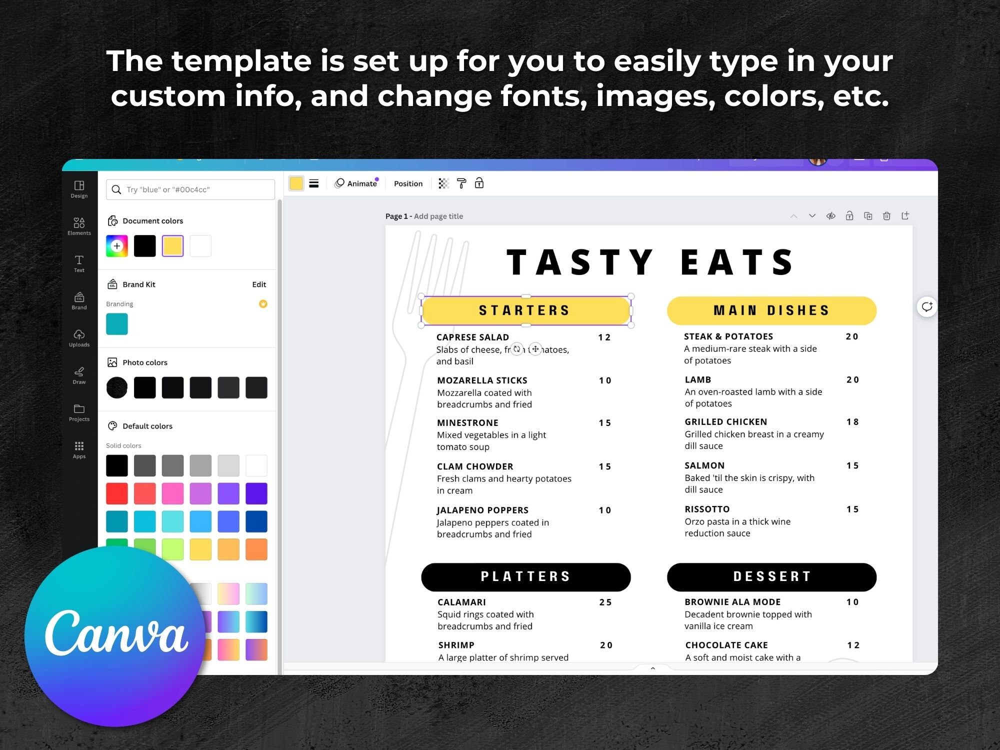 Simple Black White Menu Template Minimal Menu Canva Template Editable Simple Black White Menu Template Minimal Menu Canva Template Editable