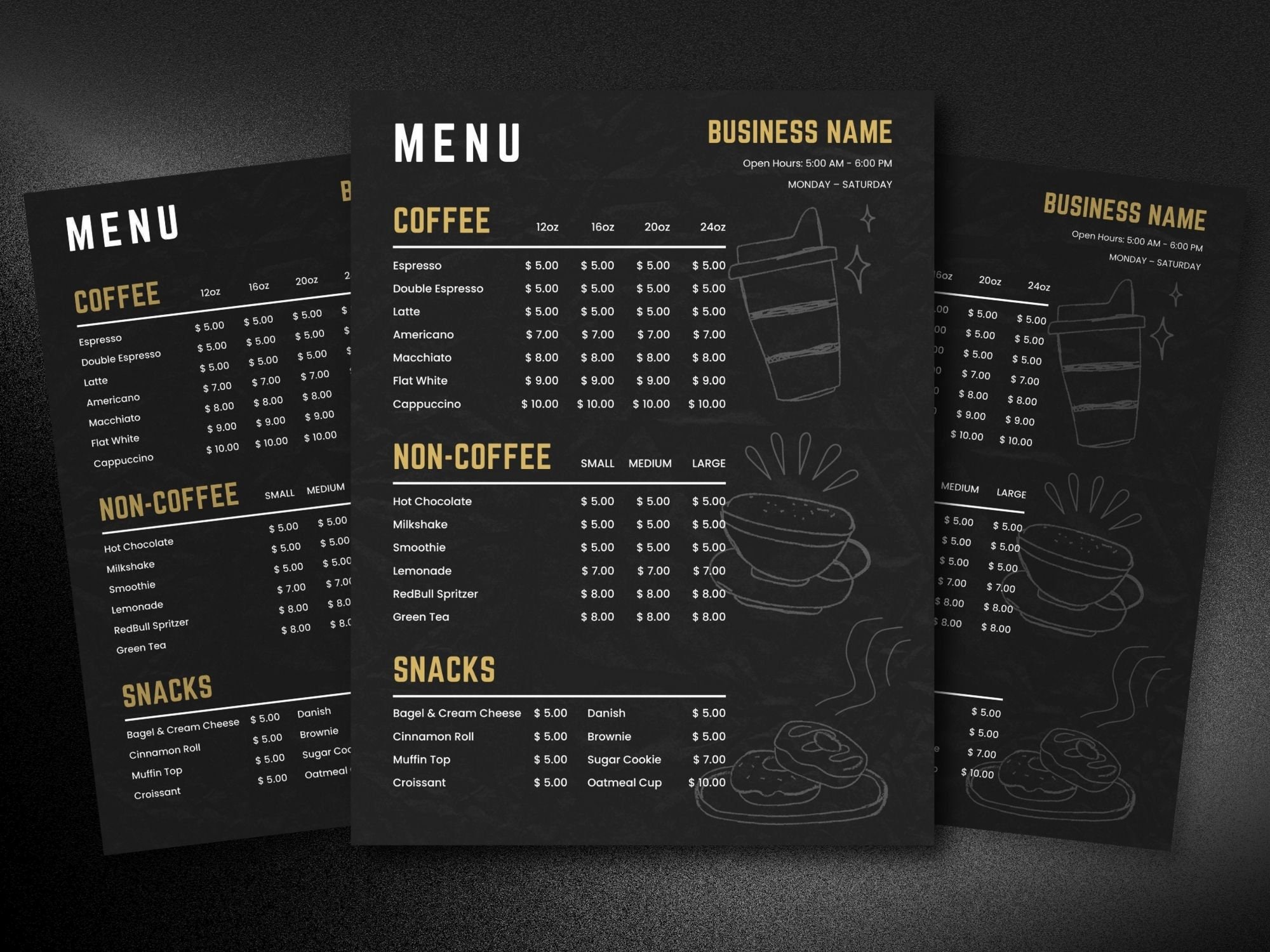 Modern Cafe Menu Template Editable Cafe Menu Canva Template ...