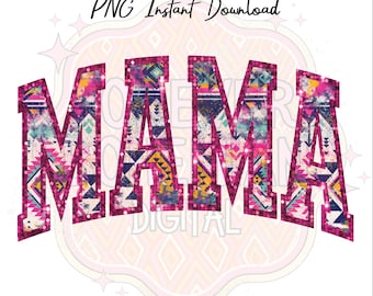 Diseño de camisa de mamá de lentejuelas azteca PNG Descarga instantánea 300DPI Sublimación DTF