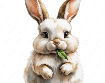 14 Watercolor Easter Bunny Clipart: Nursery Decor Images (Digital Download)