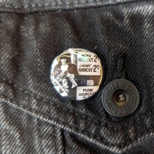 Joey Ramone &quot;Punk Haircuts&quot; -  1&quot; Pin Back Button - The Ramones
