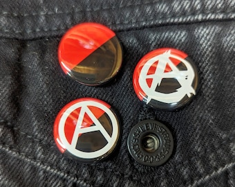 Anarchist Flag -  1" Pin Back Button