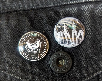 The Ramones Logo + Group -  1" Pin Back Button - The Ramones