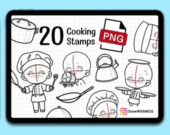 20 Cooking Chibi PNG, brushes, Twitch Emotes, Discord, sketch, Anime Figure, chef, food, kitchen, kitchenware, cook
