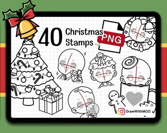 40 Christmas Chibi PNG, brushes, Twitch Emotes, Discord, sketch, Anime Figure, Christmas Stamps, Santa, snowman, reindeer