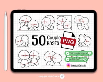50 Couple Cute Doll Bases PNG, Anime Figure, Brushes, Twitch Emotes, Discord, sketch, love, cute