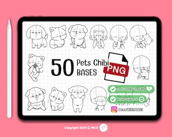 50 Pets Chibi PNG, character, Anime, Figure, Brushes, Chibi, Twitch Emotes, Discord, pets, dog, cat, puppy, kitty