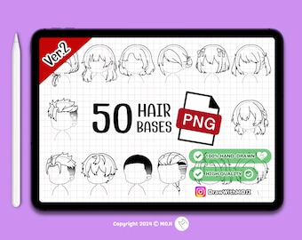 50 Chibi Hair PNG (Ver.2), character, Anime, Figure, Brushes, Chibi, Twitch Emotes, Discord, hair