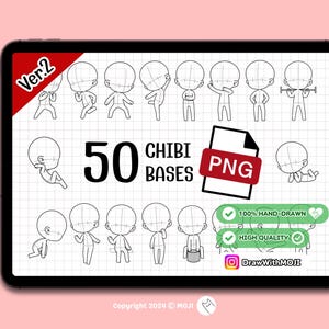 50 Chibi Full body PNG Ver.2 , chibi character, Procreate Brushes, Twitch Emotes, Discord, sketch, Anime Figure, PNG