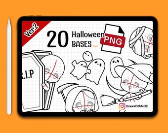 20 Halloween Chibi PNG (Ver.2), Anime Figure, Brushes, Twitch Emotes, Discord, sketch, spooky season, pumpkin