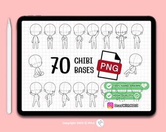 70 Chibi Full body PNG Ver.1 , chibi character, Procreate Brushes, Twitch Emotes, Discord, sketch, Anime Figure, PNG