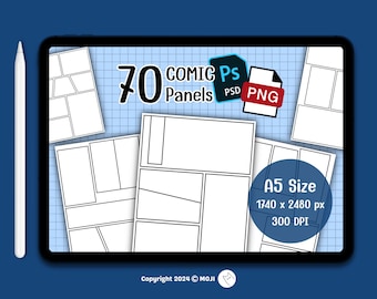 70 paneles de cómics manga en formato PSD y PNG, guiones gráficos, cómics en blanco, tiras cómicas, plantillas de cómics