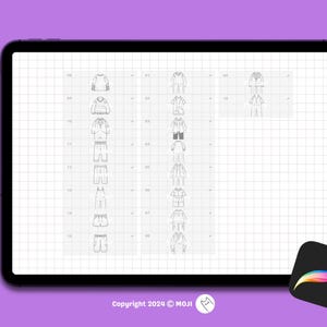 50 Chibi Outfit Stämplar för Procreate, Klädstämpel, Modedesign, Animefigur, Penslar, Twitch Emotes, Discord, Skiss, Klänning, Tröja bild 3