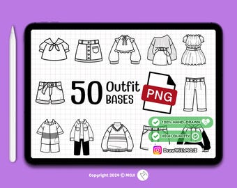 50 Chibi Outfit PNG, Clothes Stamp, Fashion Design, Anime Figure, Brushes, Twitch Emotes, Discord, sketch, dress, shirt