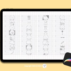 50 Chibi Emote Bases (ver.2) Stamps for Procreate, Anime Figure ...