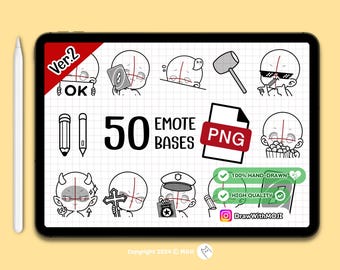 50 Chibi Emote Bases (Ver.2) PNG, Anime Figure, Brushes, Twitch Emotes, Discord, sketch