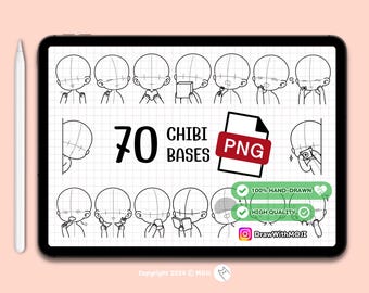 70 Chibi Half Body PNG, Chibi character brush, Procreate, Anime, Figure, Brushes, Chibi, Twitch Emotes, Discord