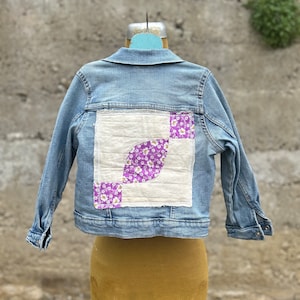 toddler girl upcycled denim jacket