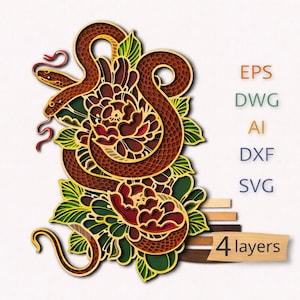 Mandala de serpiente SVG, archivo CNC cortado con láser (descarga digital)